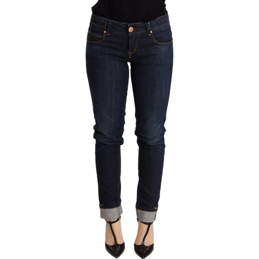 Acht Chic Dark Blue Skinny Jeans WOMAN TROUSERS blue-washed-low-waist-skinny-denim-trouser-3