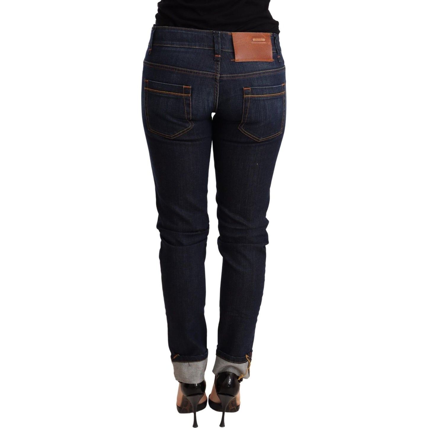 Acht Chic Dark Blue Skinny Jeans WOMAN TROUSERS blue-washed-low-waist-skinny-denim-trouser-3