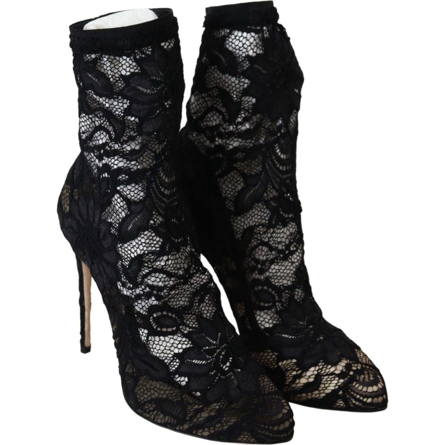 Dolce & Gabbana Black Lace Taormina Pumps Elegance Unleashed black-lace-taormina-high-heel-boots-shoes