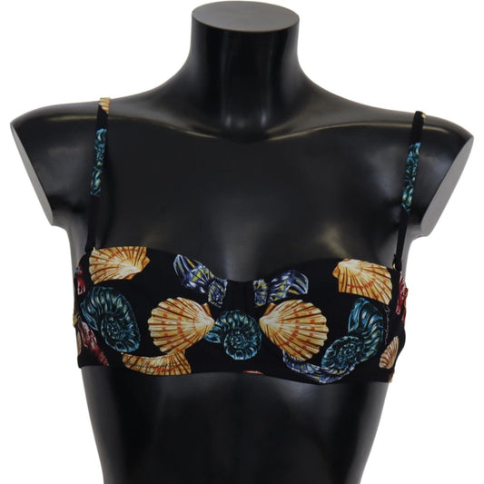 Dolce & Gabbana Chic Seashell-Print Bikini Top black-seashells-print-women-swimwear-bikini-tops