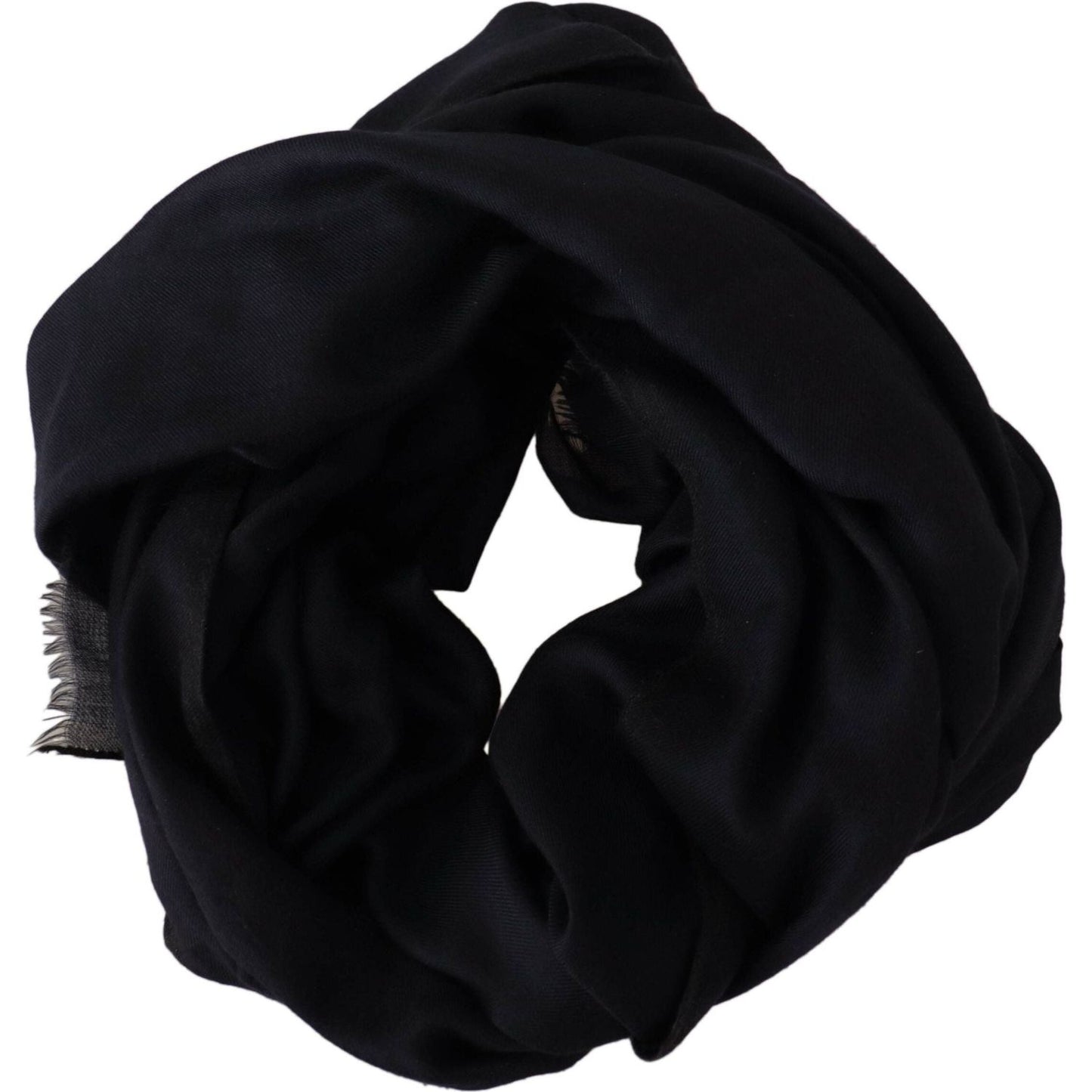 Dolce & Gabbana Elegant Black Silk Men's Scarf black-neck-wrap-fringe-shawl-scarf