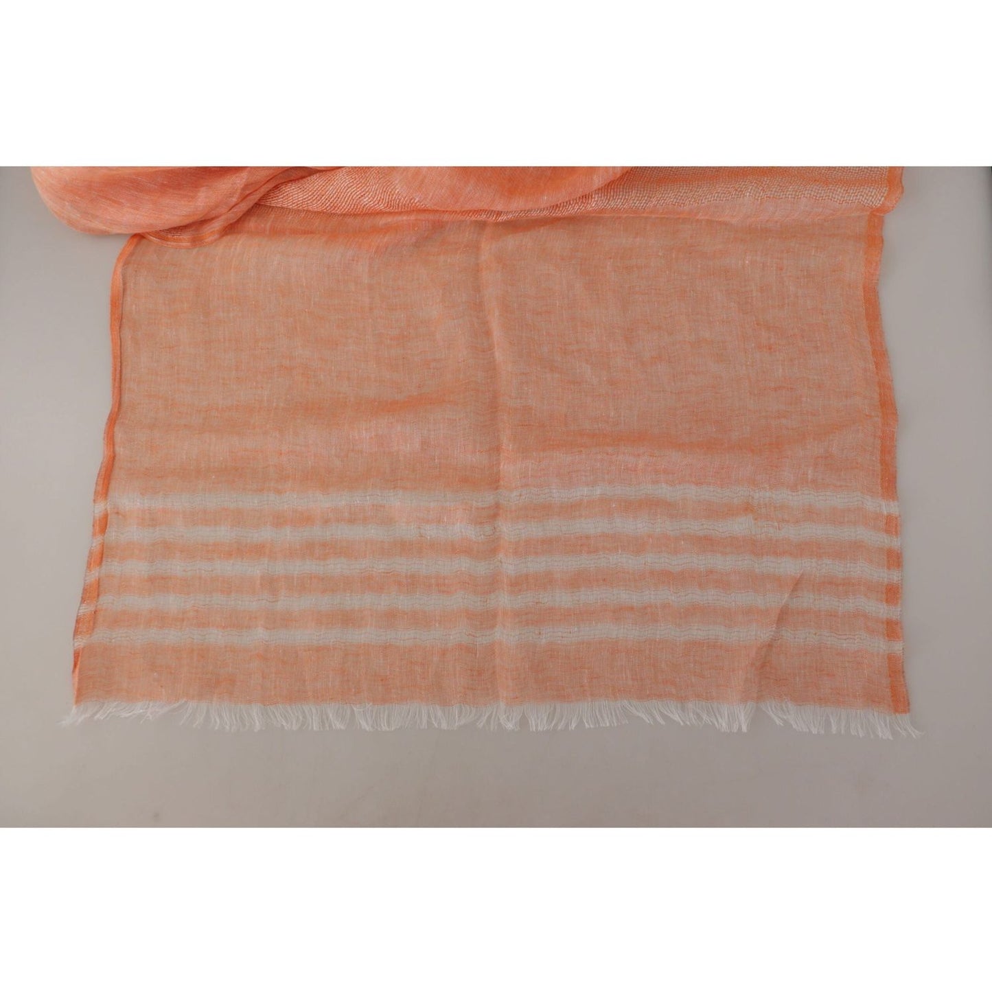 Malo Elegant Orange Linen Shawl Wrap Scarf orange-white-mesh-shawl-neck-wrap-fringe-scarf