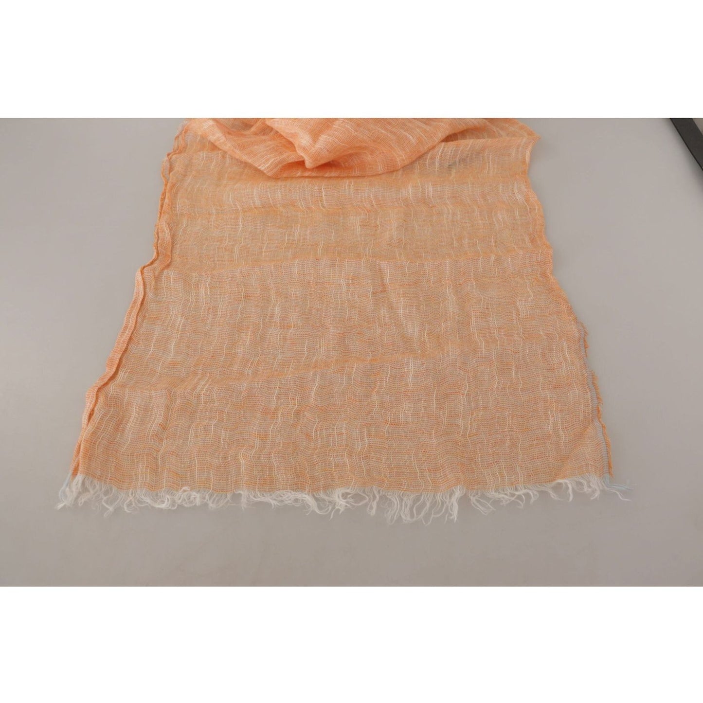 Malo Elegant Peach Linen Scarf peach-linen-knitted-shawl-wrap-fringes-scarf