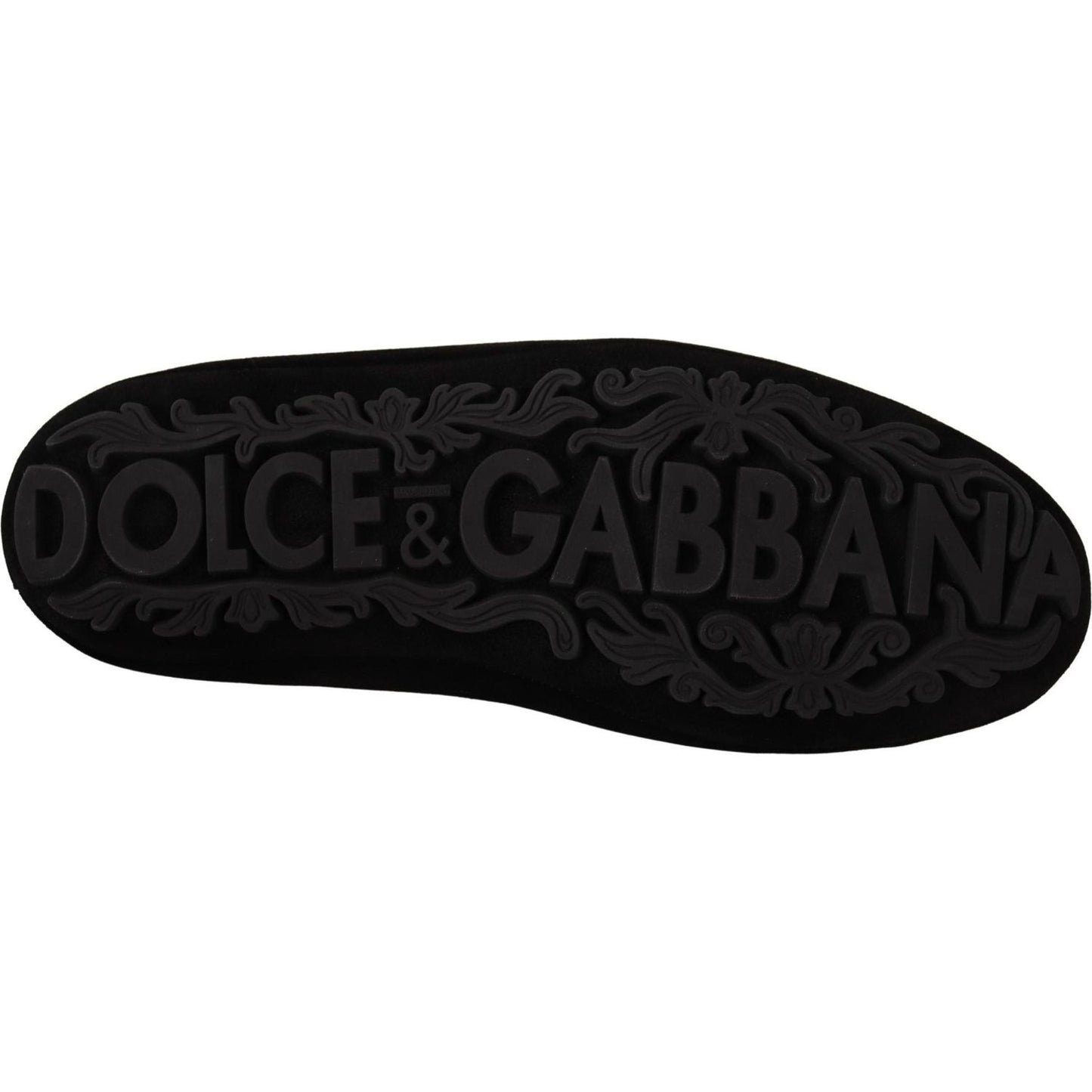 Dolce & Gabbana Elegant Black Leather Loafer Slides with Gold Embroidery black-leather-crystal-gold-crown-loafers-shoes IMG_5289-scaled-b9aae2b4-47c.jpg