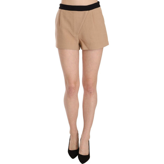 Costume National Chic Beige Mid Waist Mini Shorts shorts-beige-cotton-mid-waist-mini-short