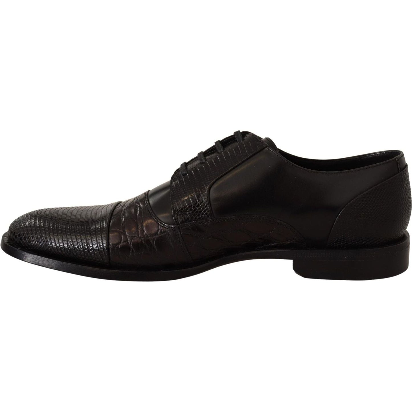 Dolce & Gabbana Elegant Black Derby Oxford Wingtips black-leather-exotic-skins-formal-shoes