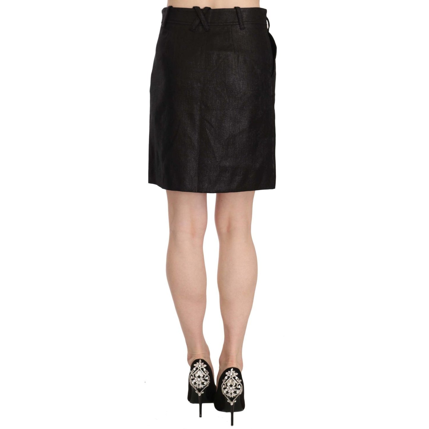 GF Ferre Elegant High Waist A-Line Mini Skirt black-high-waist-curdoroy-a-line-mini-skirt
