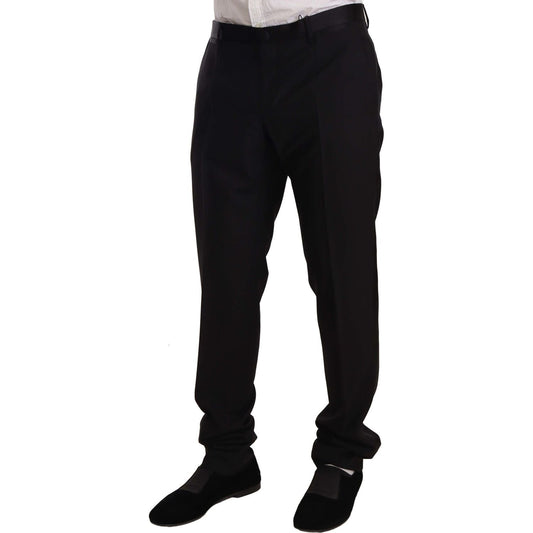 Dolce & Gabbana Elegant Black Skinny Tuxedo Trousers MAN TROUSERS black-wool-formal-tuxedo-trouser-pants-1