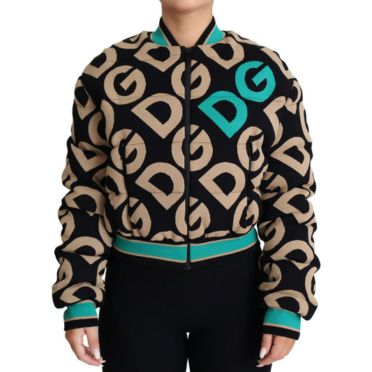 Dolce & Gabbana Chic Multicolor Quilted Bomber Jacket Coats & Jackets multicolor-dg-logo-print-quilted-bomber-jacket