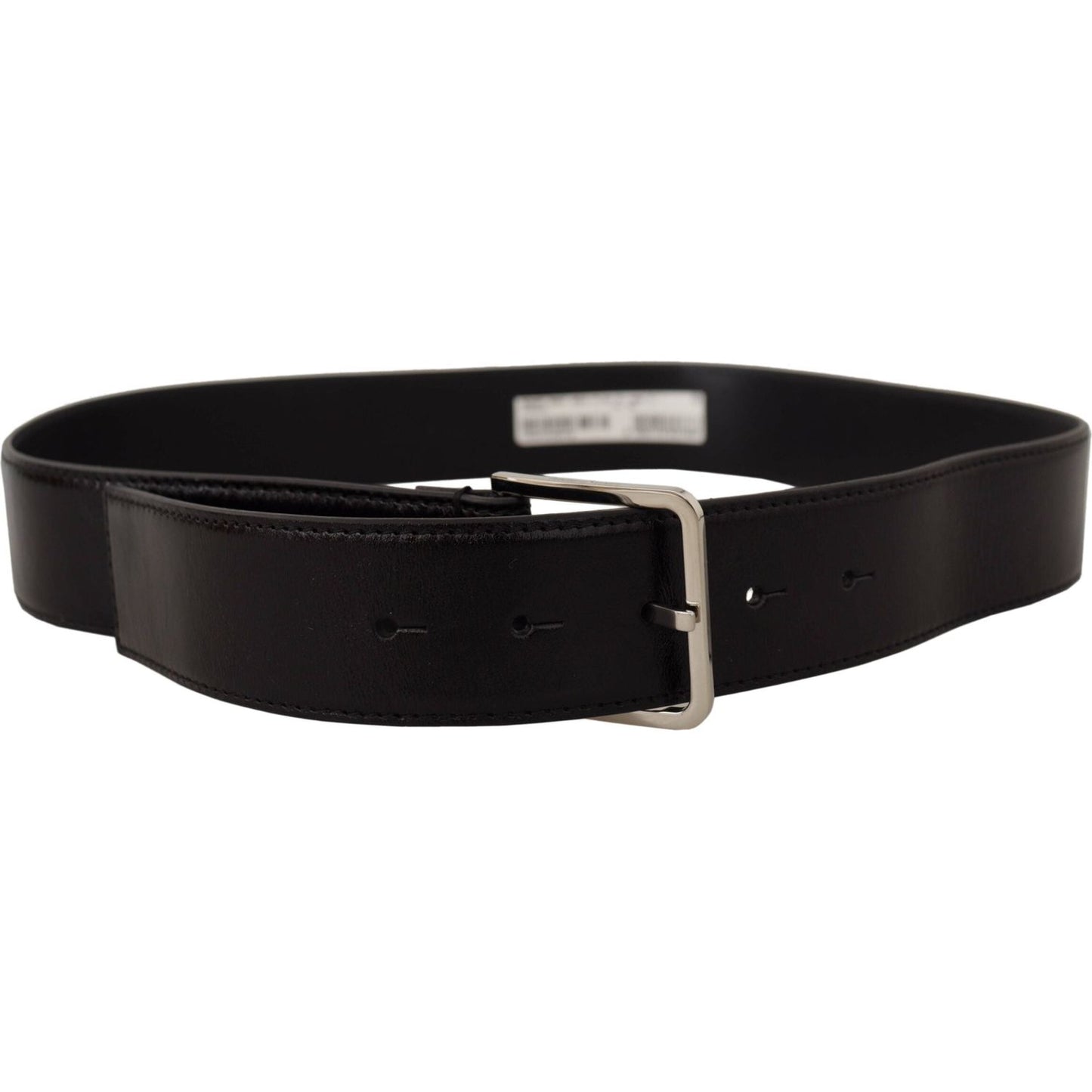 Dolce & Gabbana Elegant Leather Belt with Metal Buckle black-calf-leather-logo-engraved-metal-buckle-belt-9