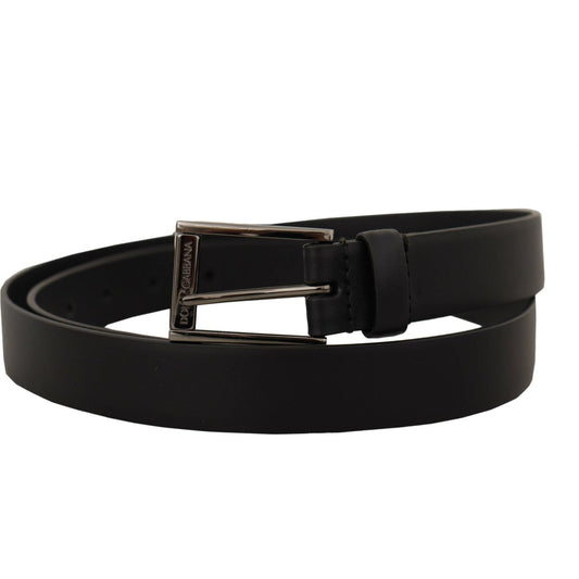 Dolce & Gabbana Elegant Black Leather Belt with Metal Buckle black-calf-leather-vintage-steel-logo-buckle-belt IMG_5432-scaled-36291319-994.jpg