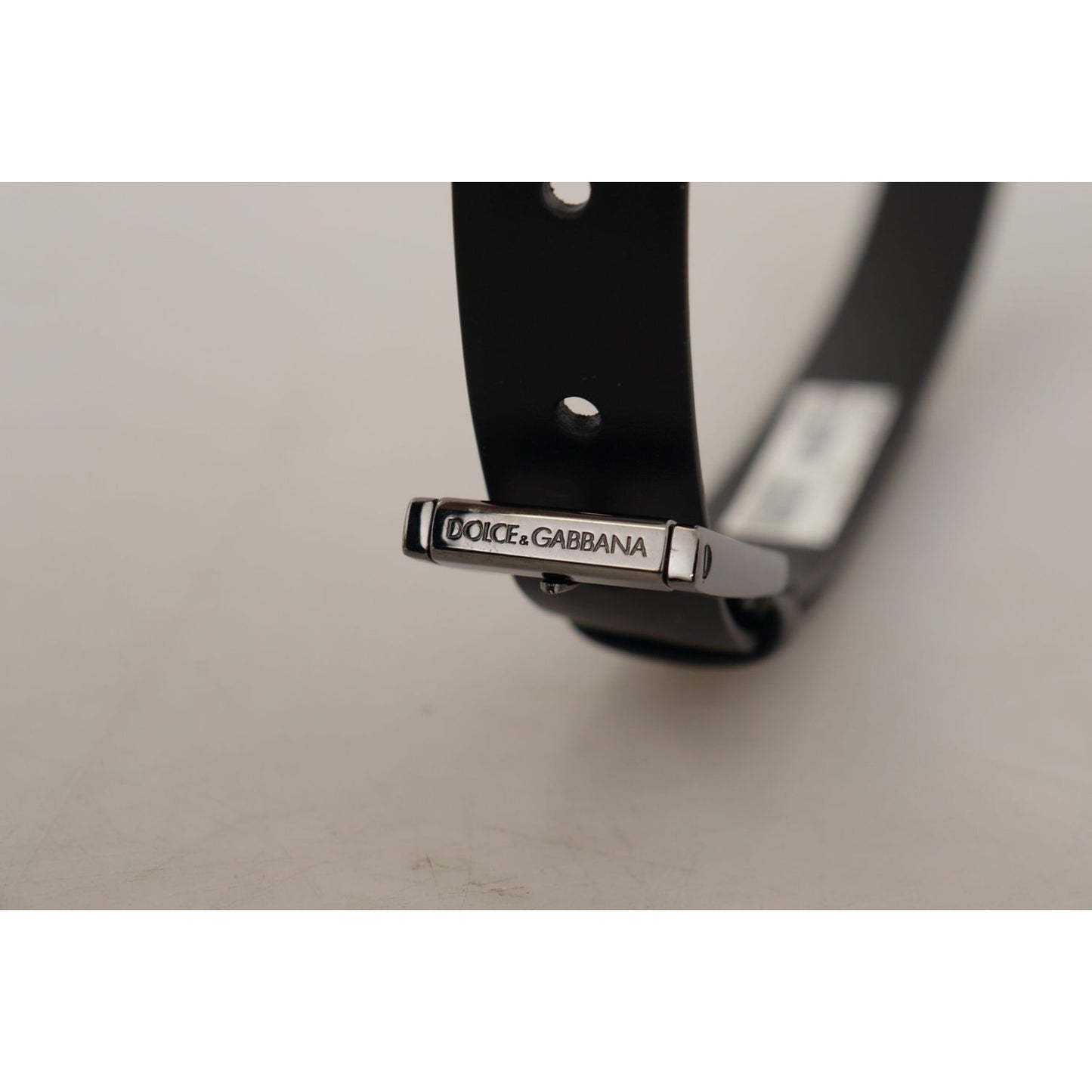 Dolce & Gabbana Elegant Black Leather Belt with Metal Buckle black-calf-leather-vintage-steel-logo-buckle-belt IMG_5437-scaled-7f37a8f0-90d.jpg