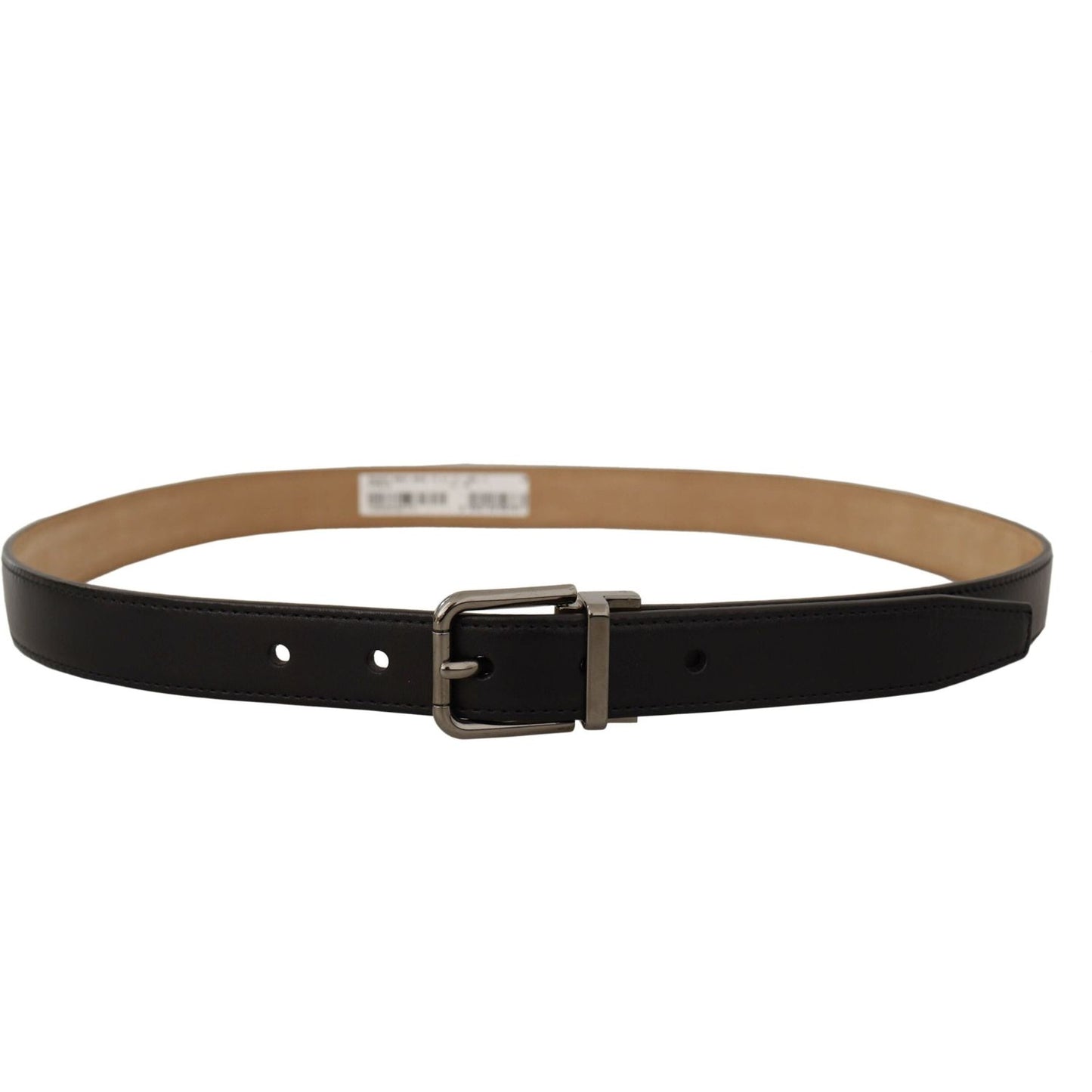Dolce & Gabbana Sleek Black Leather Belt with Metal Buckle black-calf-leather-logo-engraved-metal-buckle-belt-11