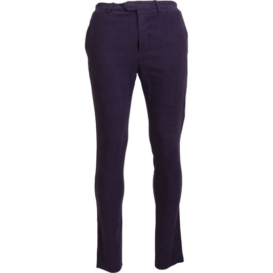 BENCIVENGA Elegant Purple Cotton Trousers purple-pure-cotton-tapered-mens-pants