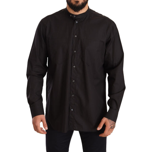 Dolce & Gabbana Elegant Black 100% Cotton Men's Shirt black-100-cotton-formal-dress-top-shirt