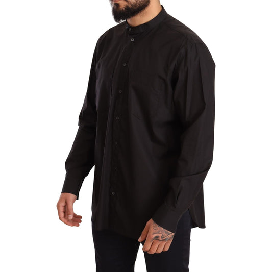 Dolce & Gabbana Elegant Black 100% Cotton Men's Shirt black-100-cotton-formal-dress-top-shirt