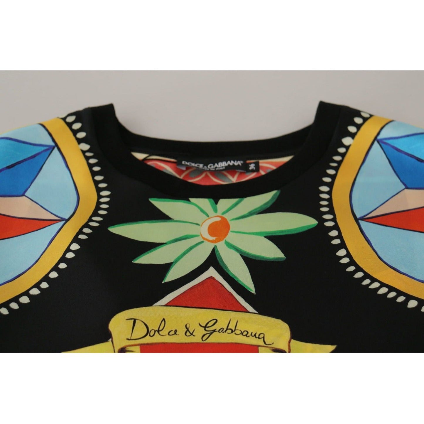 Dolce & Gabbana Glamourous Multicolor Silk Top multicolor-soldier-carretto-silk-top-t-shirt