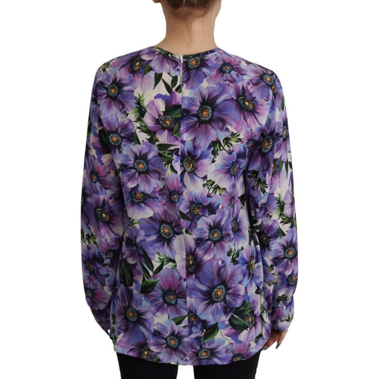 Dolce & Gabbana Elegant Floral Silk Long Sleeve Blouse purple-floral-silk-long-sleeve-top-blouse IMG_5517-scaled-27c784c1-190.jpg