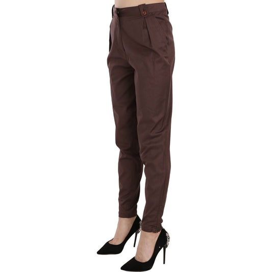 Just Cavalli High Waist Tapered Chic Formal Pants brown-high-waist-tapered-formal-trousers-pants