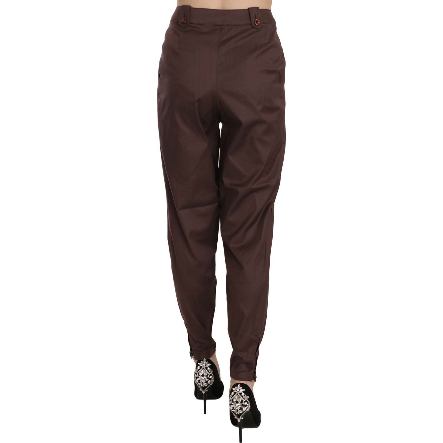 Just Cavalli High Waist Tapered Chic Formal Pants brown-high-waist-tapered-formal-trousers-pants
