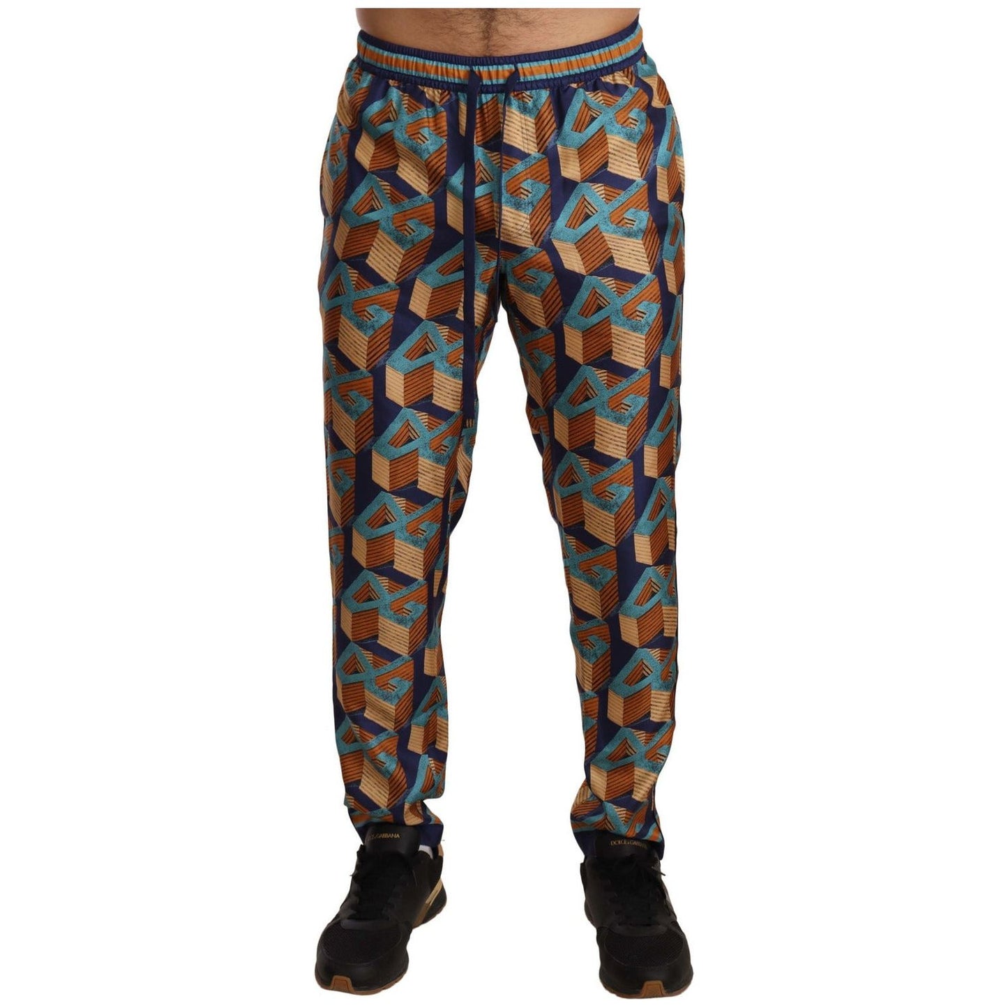 Dolce & Gabbana Elegant Silk Jogger Pants with Vibrant Print Jeans & Pants multicolor-patterned-joggers-silk-pants
