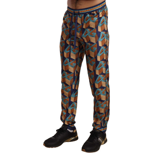 Dolce & Gabbana Elegant Silk Jogger Pants with Vibrant Print Jeans & Pants multicolor-patterned-joggers-silk-pants IMG_5590-scaled-9870d123-a91.jpg