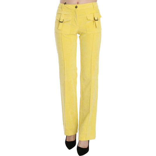 Just Cavalli Chic Yellow Corduroy Mid Waist Pants yellow-corduroy-mid-waist-straight-trousers-pants IMG_5593-scaled-0d856d0c-e65.jpg