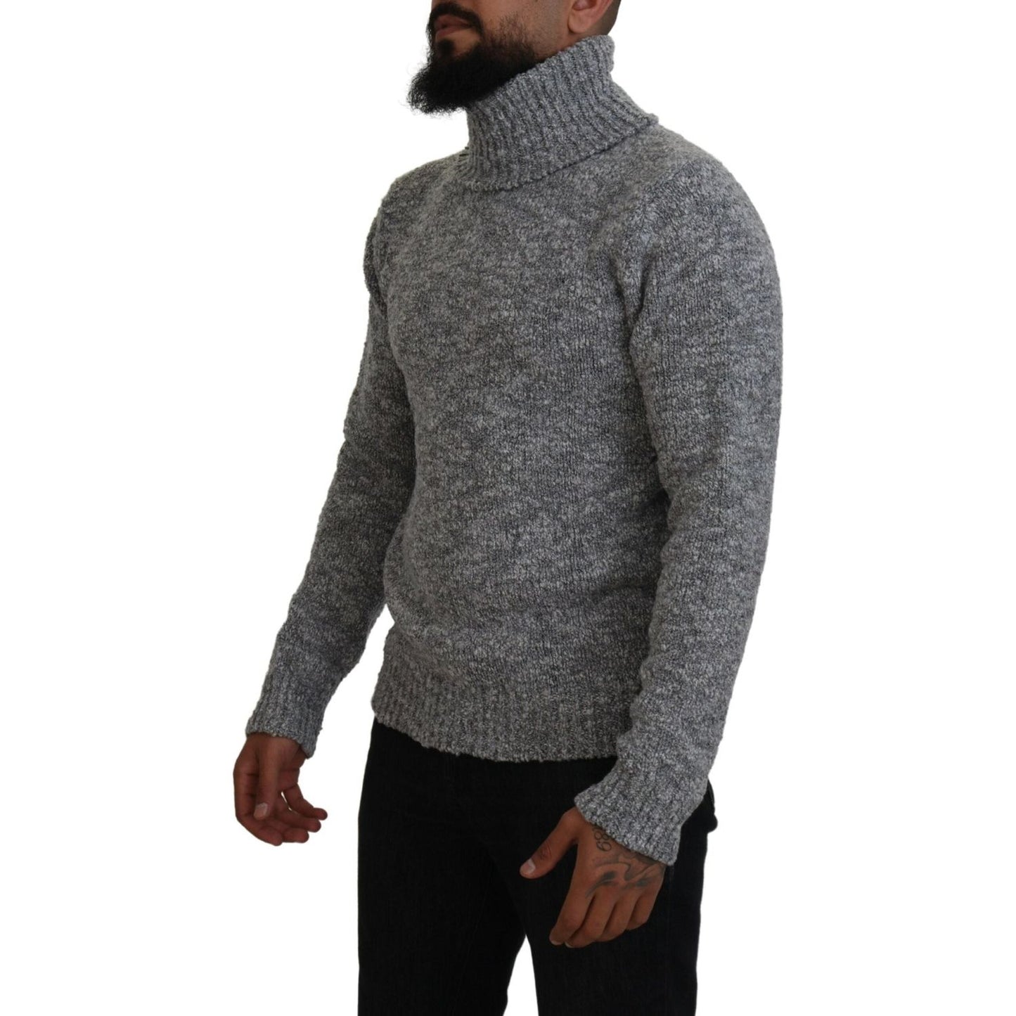 Dolce & Gabbana Elegant Gray Wool-Blend Turtleneck Sweater gray-wool-knit-turtleneck-pullover-sweater