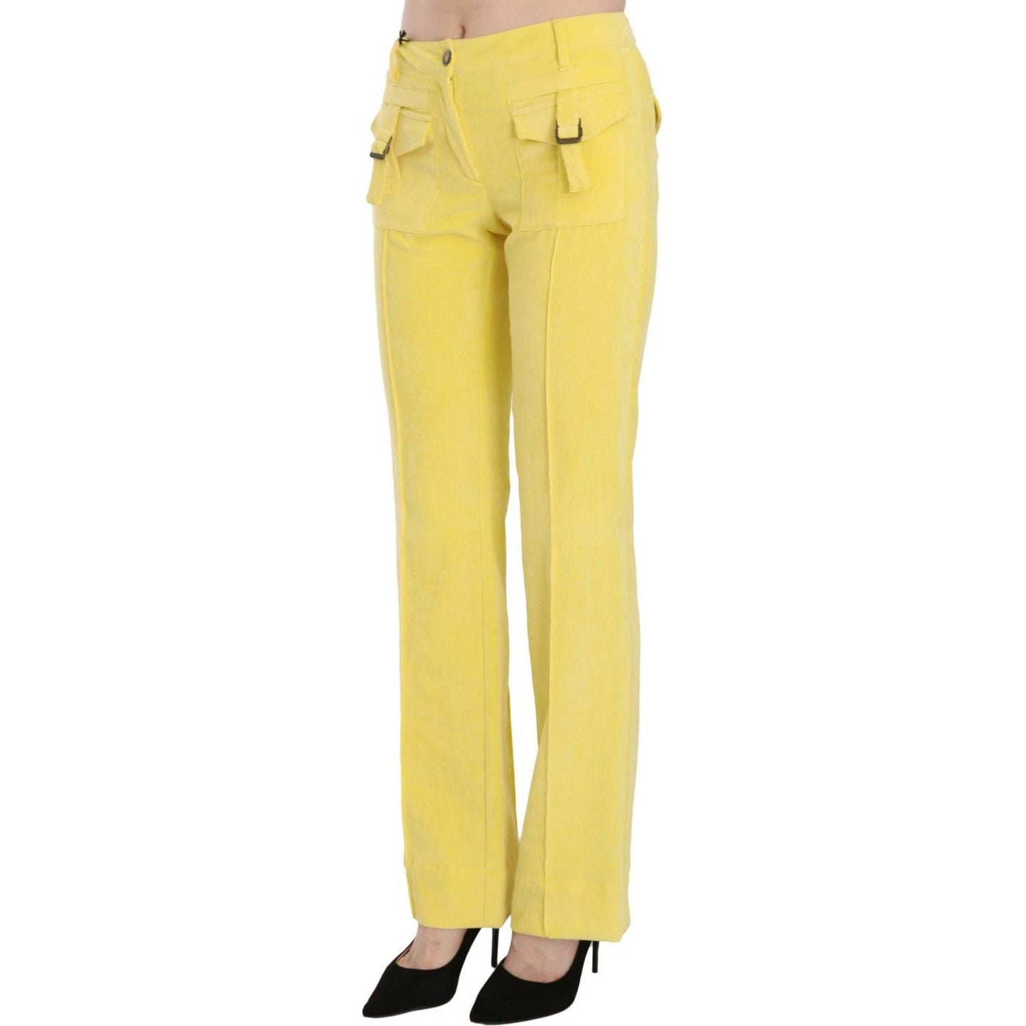 Just Cavalli Chic Yellow Corduroy Mid Waist Pants yellow-corduroy-mid-waist-straight-trousers-pants IMG_5595-scaled-c903dd82-8c4.jpg
