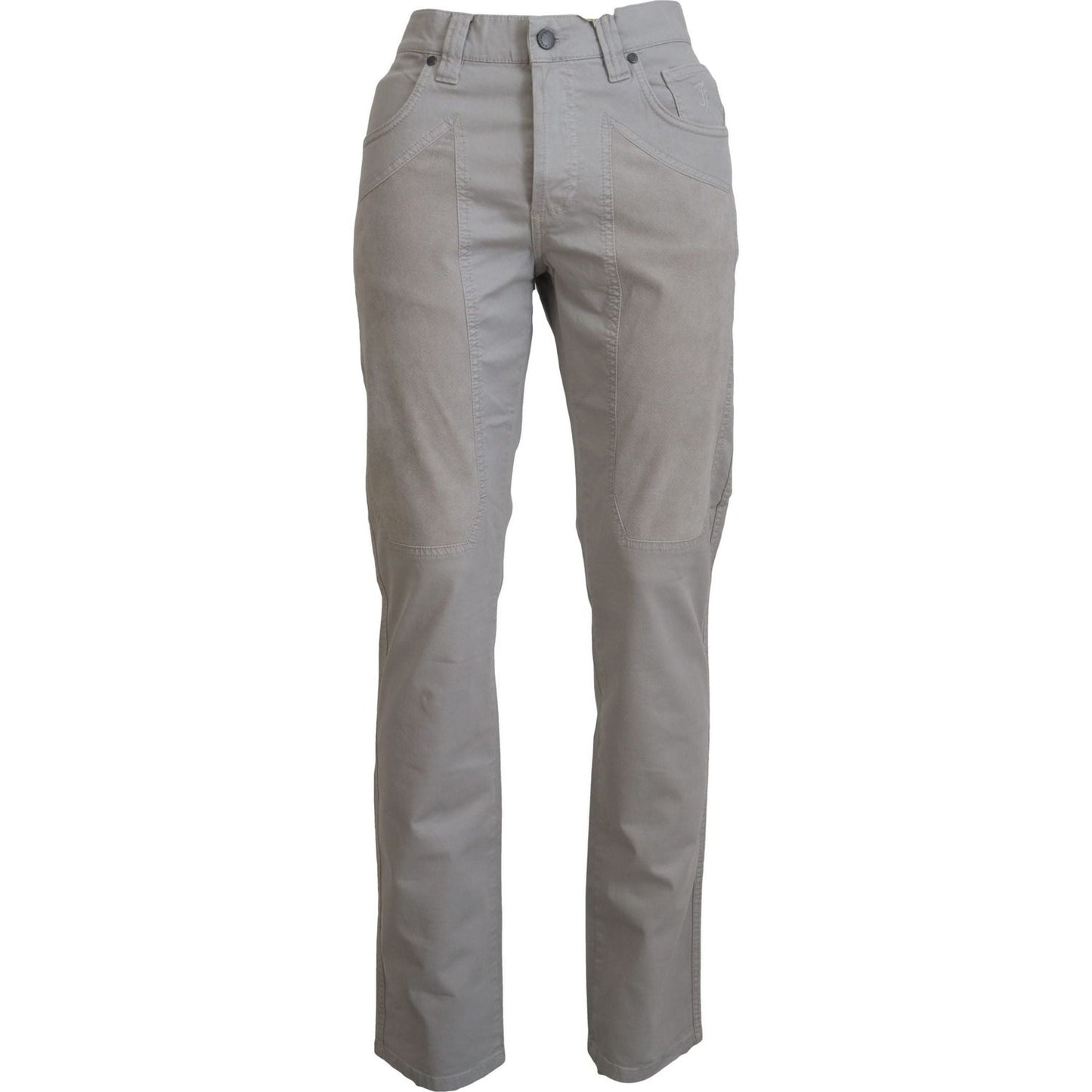 Jeckerson Elegant Gray Cotton Blend Pants gray-cotton-tapered-men-casual-pants