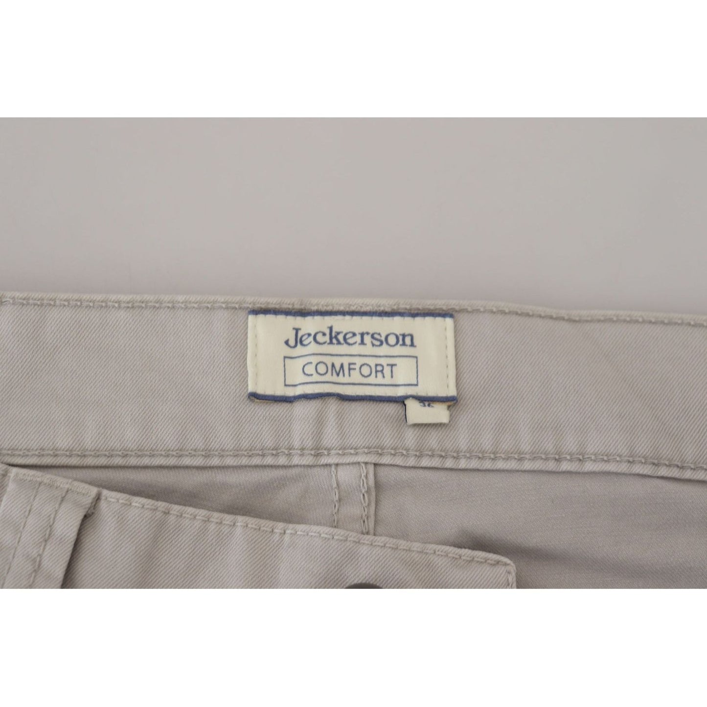 Jeckerson Elegant Gray Cotton Blend Pants gray-cotton-tapered-men-casual-pants