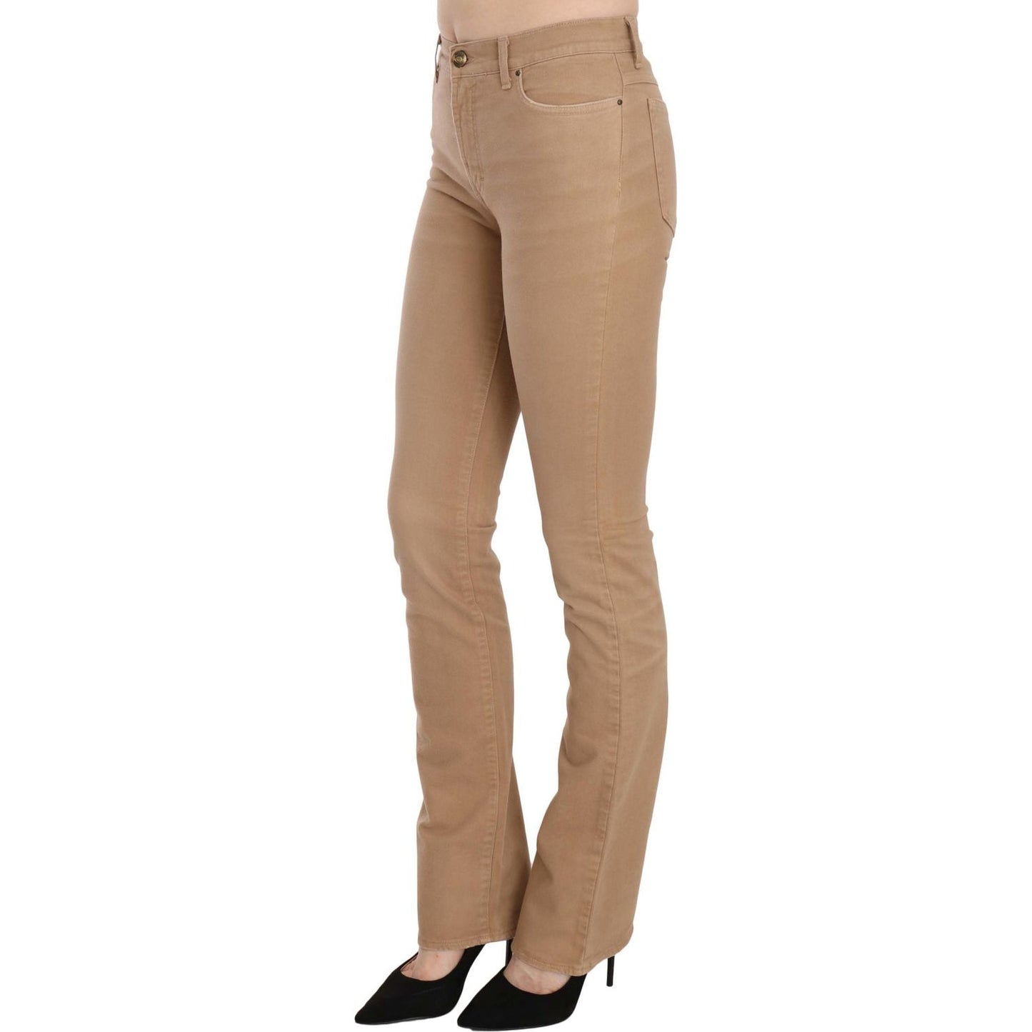 Just Cavalli Chic Brown Mid Waist Skinny Trousers brown-cotton-stretch-mid-waist-skinny-trousers-pants