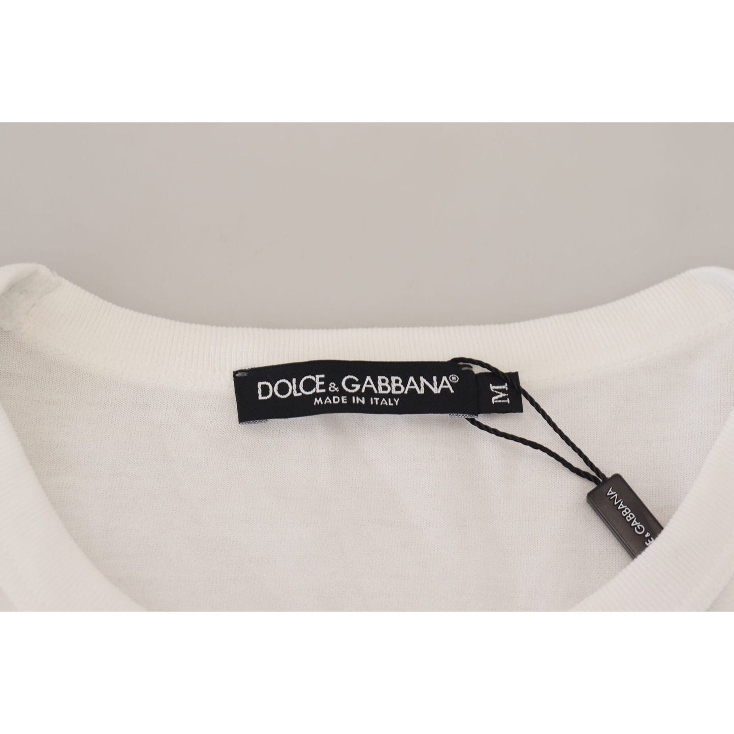 Dolce & Gabbana Elegant White Cotton Pullover Sweater white-dg-prince-crew-neck-pullover-sweater