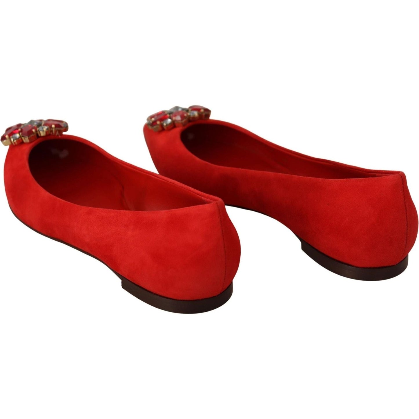 Dolce & Gabbana Crystal Embellished Red Suede Flats red-suede-crystals-loafers-flats-shoes-1