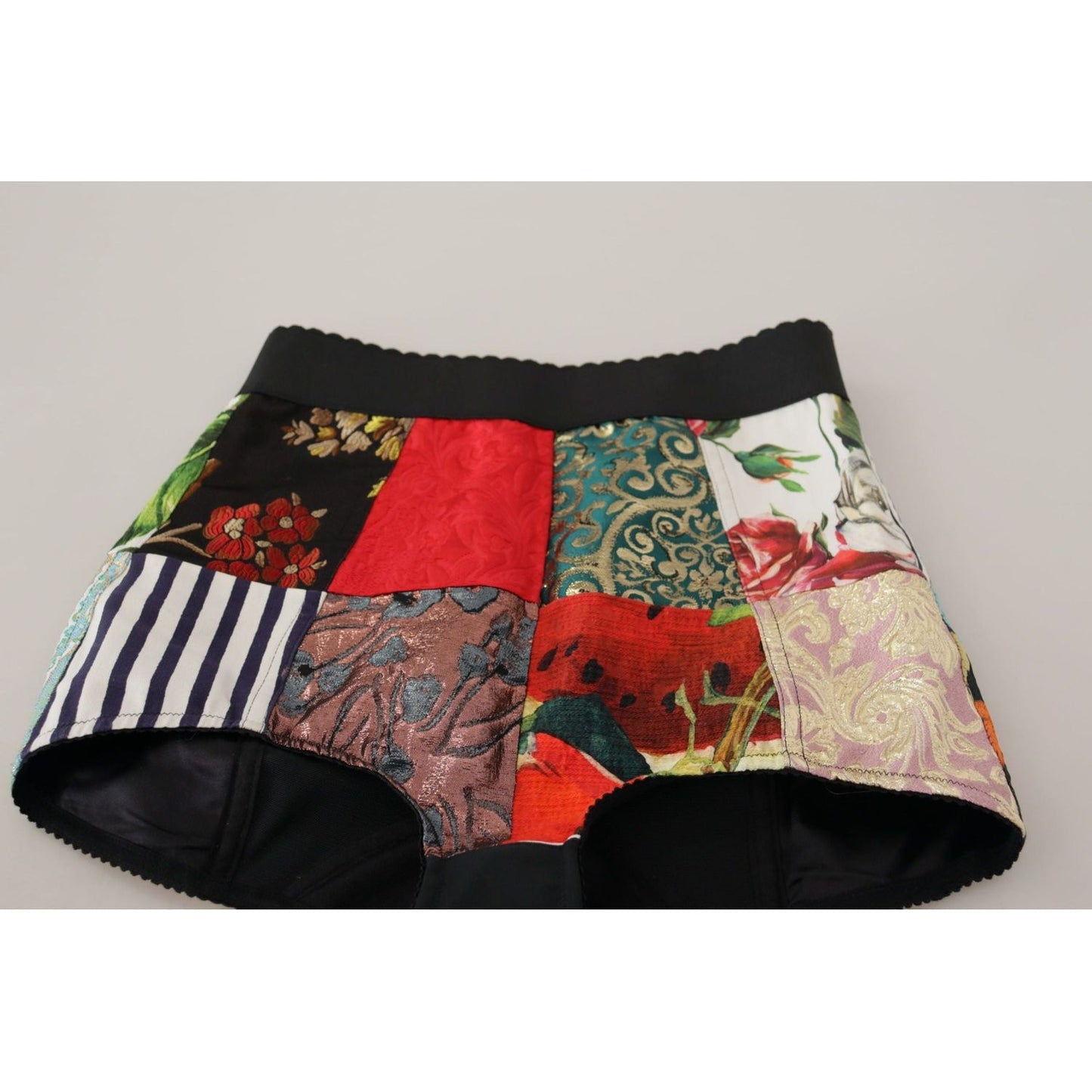 Dolce & Gabbana Multicolor Patchwork High Waist Hot Pants multicolor-patchwork-jacquard-nylon-shorts