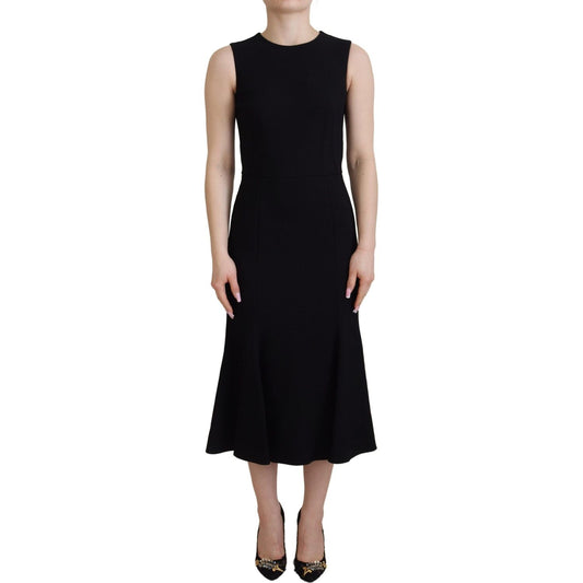 Dolce & Gabbana Elegant Fit and Flare Black Sheath Dress WOMAN DRESSES black-dress-sheath-flare-viscose-dress