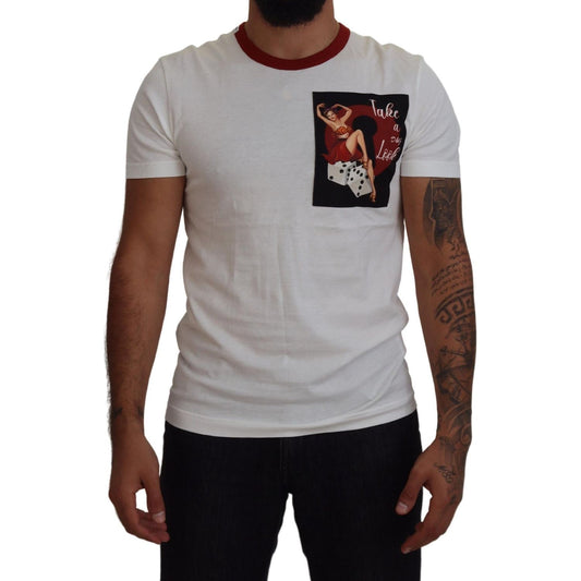 Dolce & Gabbana Elegant White Crewneck Cotton T-Shirt cotton-white-logo-print-crewneck-t-shirt