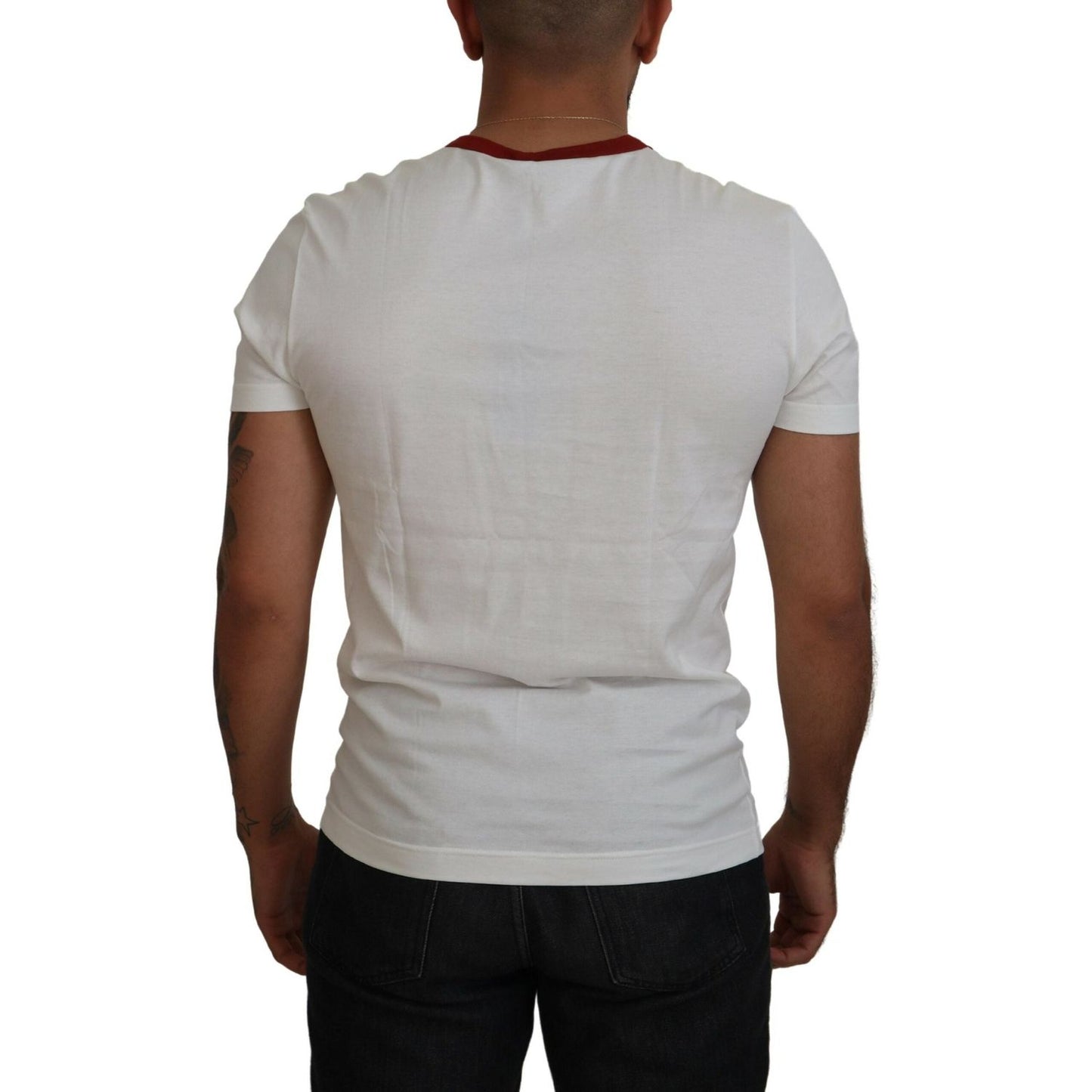 Dolce & Gabbana Elegant White Crewneck Cotton T-Shirt cotton-white-logo-print-crewneck-t-shirt