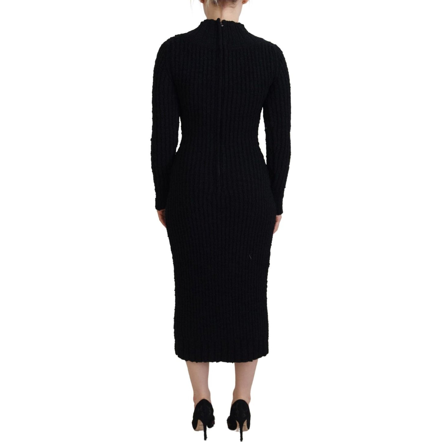 Dolce & Gabbana Elegant Black Wool Blend Sweater Dress WOMAN DRESSES black-wool-knitted-sheath-sweater-dress