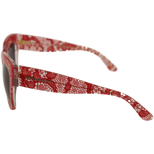 Dolce & Gabbana Sicilian Lace-Inspired Red Sunglasses red-lace-acetate-rectangle-shades-sunglasses-1