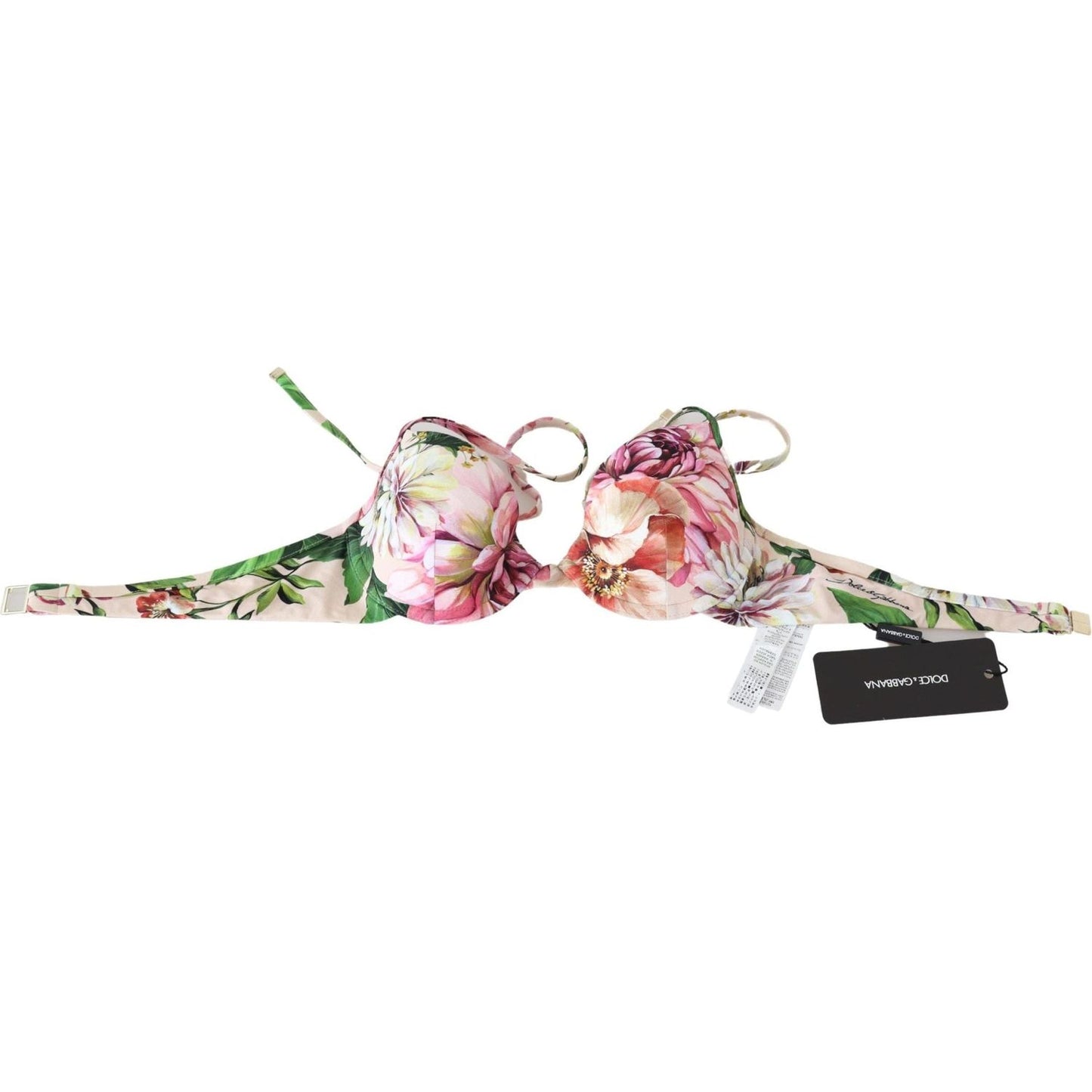 Dolce & Gabbana Floral Elegance Elastic Bikini Top multicolor-floral-swimsuit-beachwear-bikini-tops-1