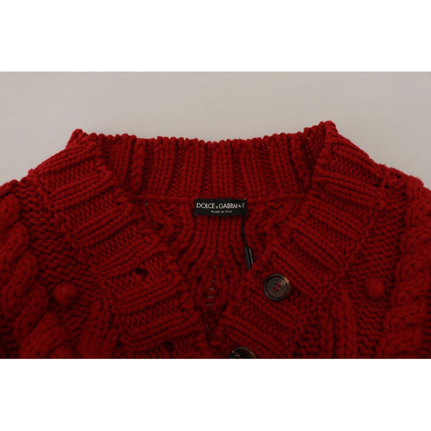 Dolce & Gabbana Elegant Red Virgin Wool Cardigan red-wool-knit-button-down-cardigan-sweater