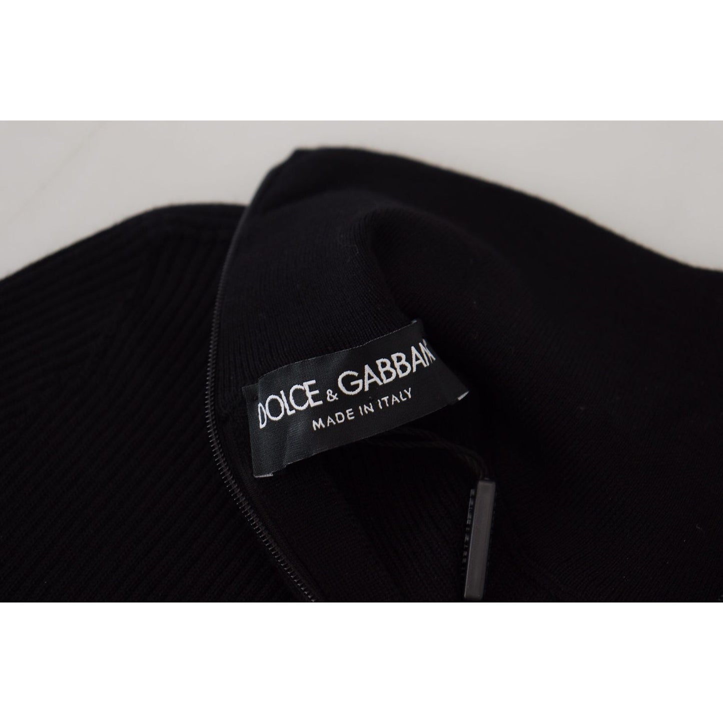 Dolce & Gabbana Elegant Black Wool Half Zip Turtleneck Sweater black-half-zip-turtleneck-pullover-sweater