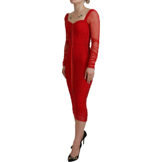 Dolce & Gabbana Elegant Red Bodycon Sheath Dress red-mesh-trim-bodycon-sheath-midi-dress IMG_5769-scaled-5e7b37d0-807.jpg