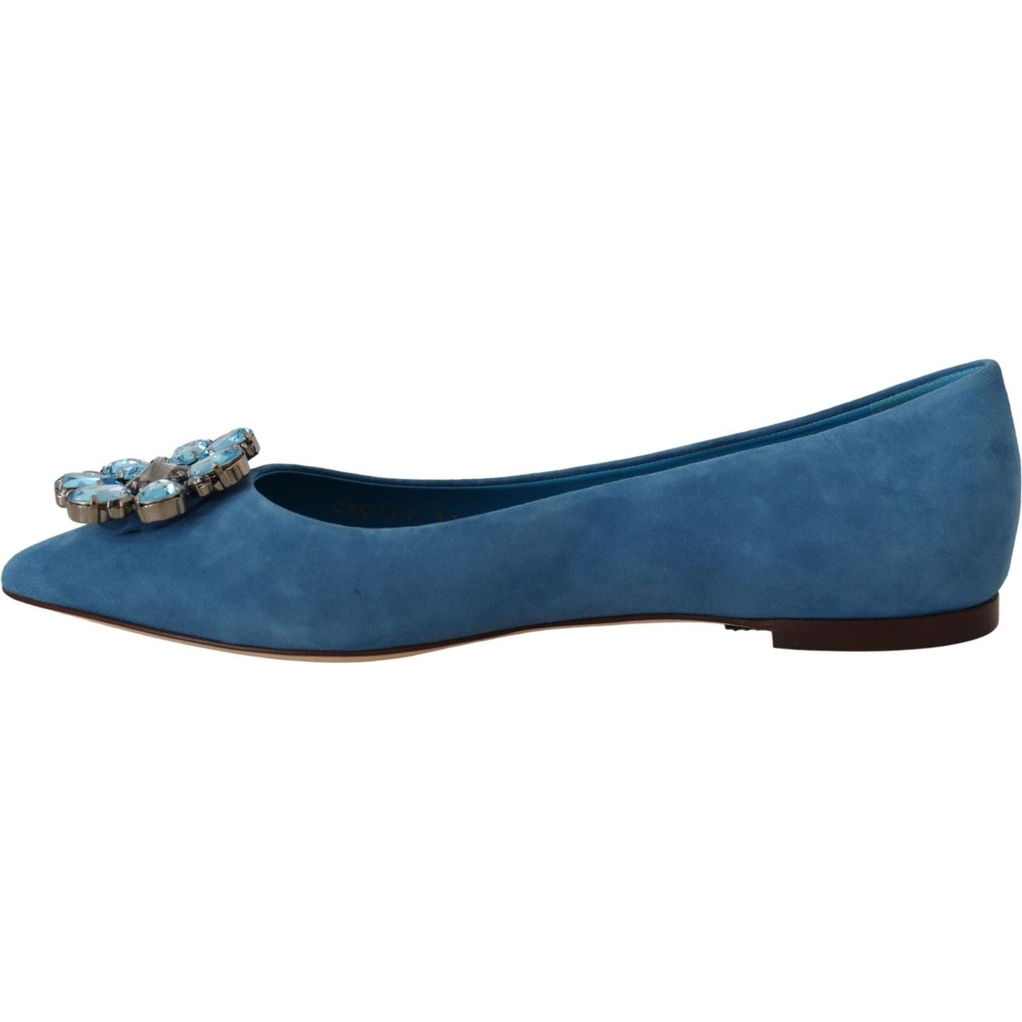 Dolce & Gabbana Elegant Crystal-Embellished Suede Flats blue-suede-crystals-loafers-flats-shoes