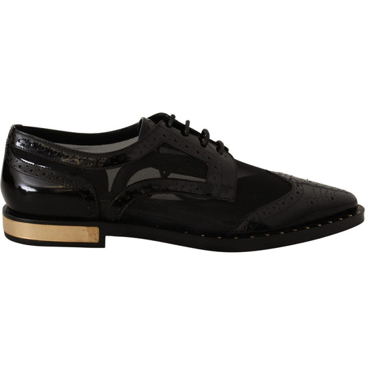 Dolce & Gabbana Elegant Gold-Trimmed Black Oxford Lace-Ups black-leather-broques-sheer-wingtip-shoes IMG_5799-scaled-60321a82-2f1.jpg