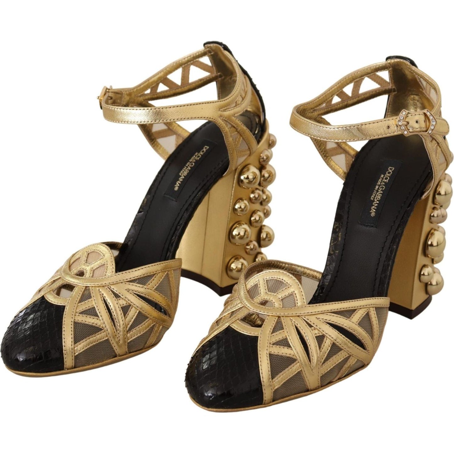 Dolce & Gabbana Elegant Crystal Studded Leather Pumps black-gold-leather-studded-ankle-straps-shoes IMG_5833-scaled-3d5dc4e0-1cb.jpg