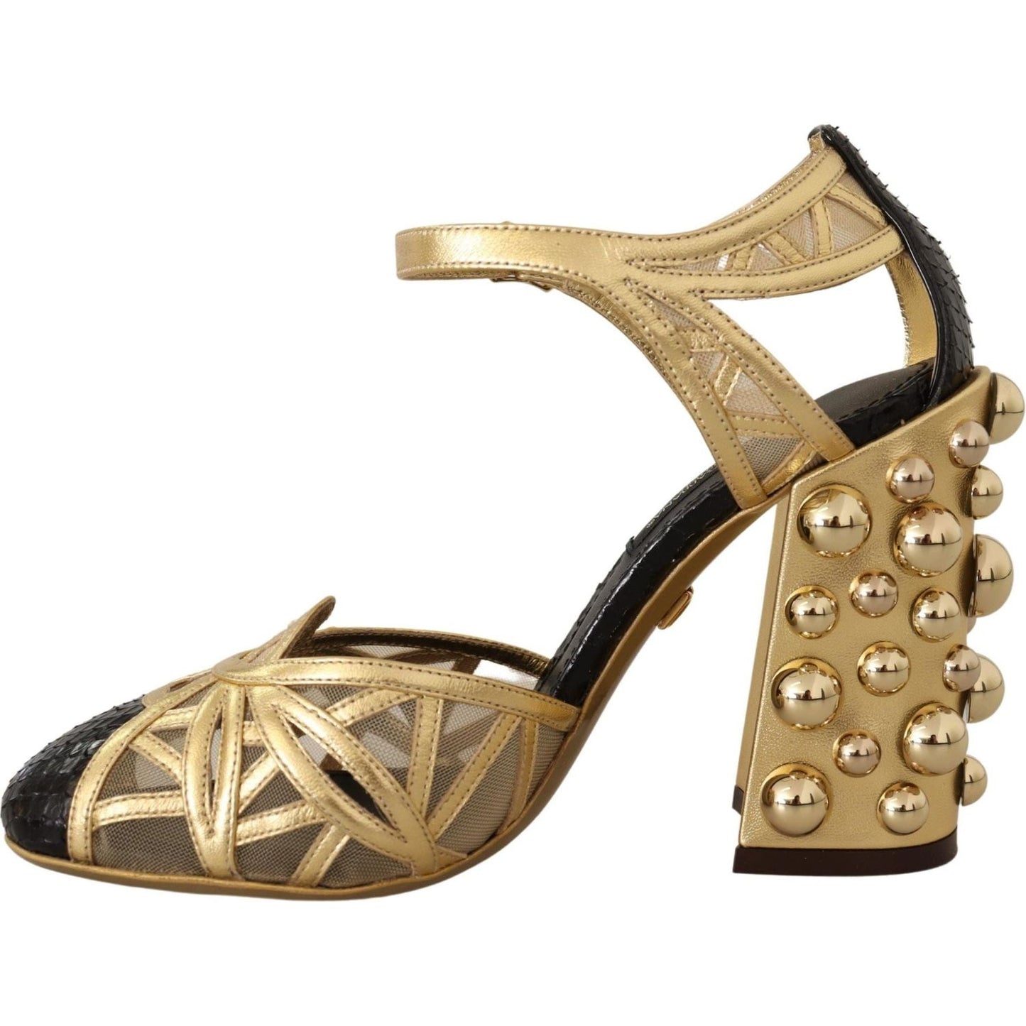 Dolce & Gabbana Elegant Crystal Studded Leather Pumps black-gold-leather-studded-ankle-straps-shoes IMG_5835-scaled-6bc7df28-8d9.jpg