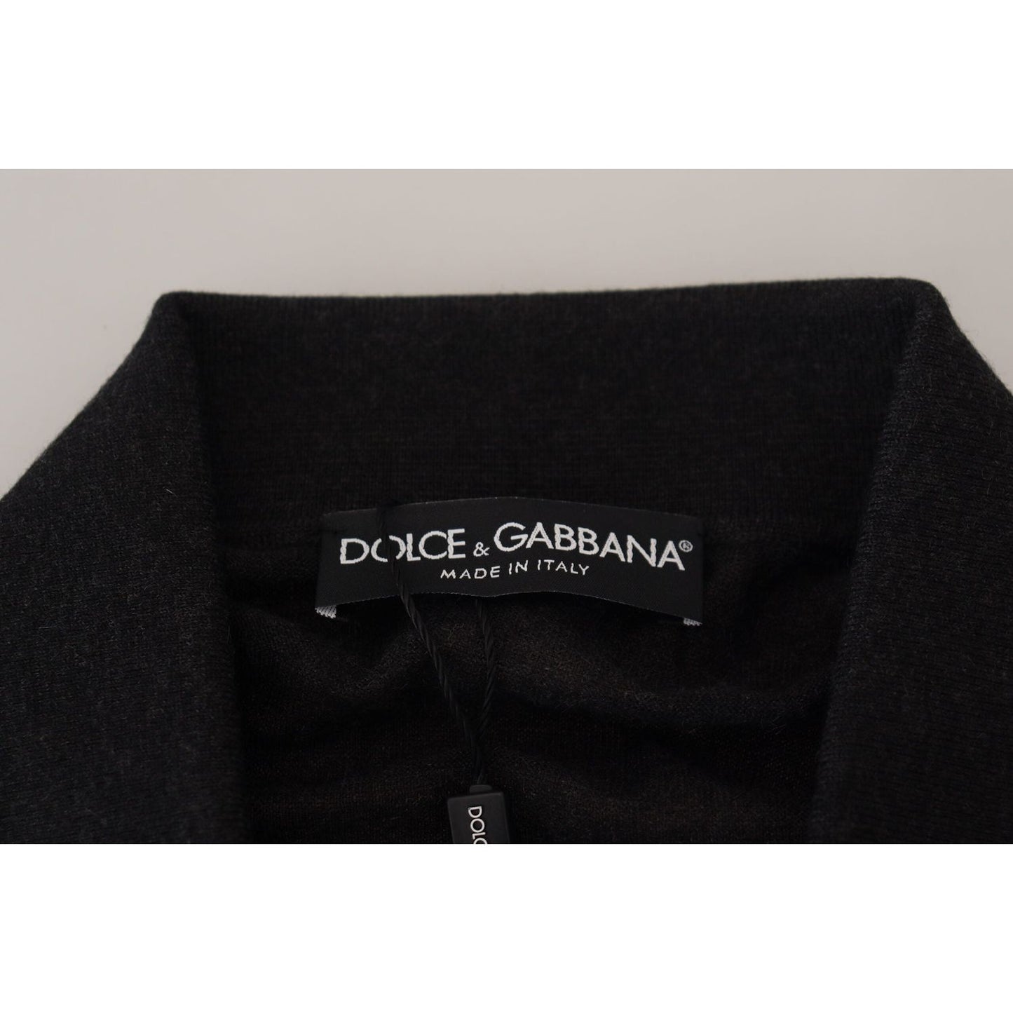 Dolce & Gabbana Elegant Black Cashmere Pullover Sweater black-cashmere-collared-pullover-sweater
