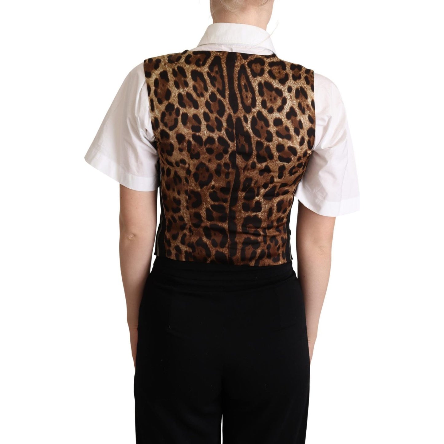 Dolce & Gabbana Chic Black Leopard Print Waistcoat black-striped-leopard-print-waistcoat-vest